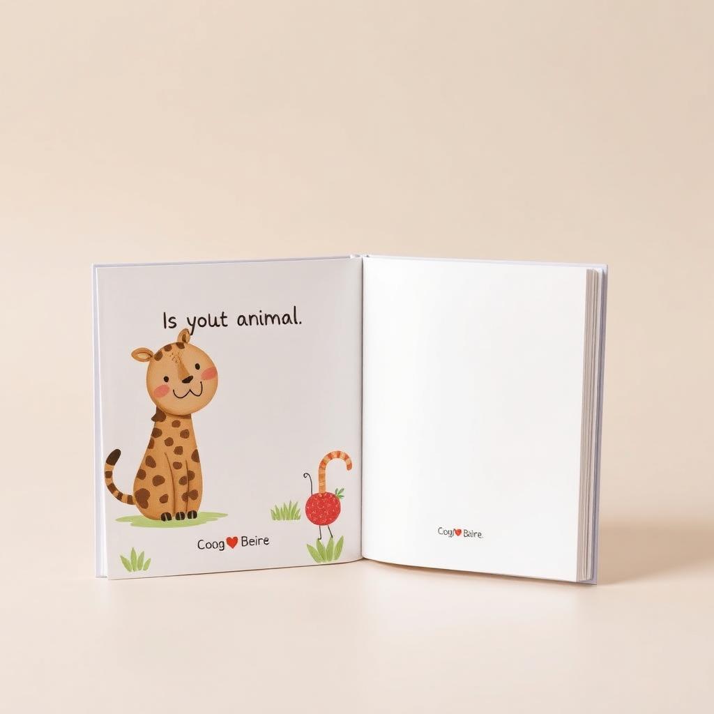 Children's picture book standing open showing a painted animal illustration page
